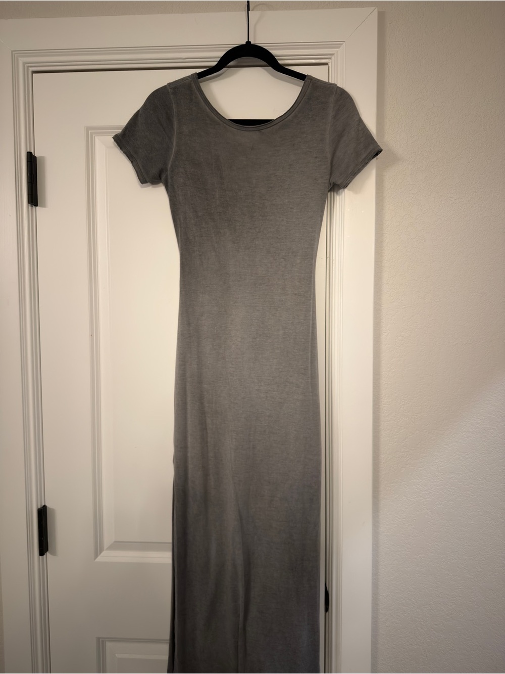 Topshop Gray Short-Sleeve Maxi Dress